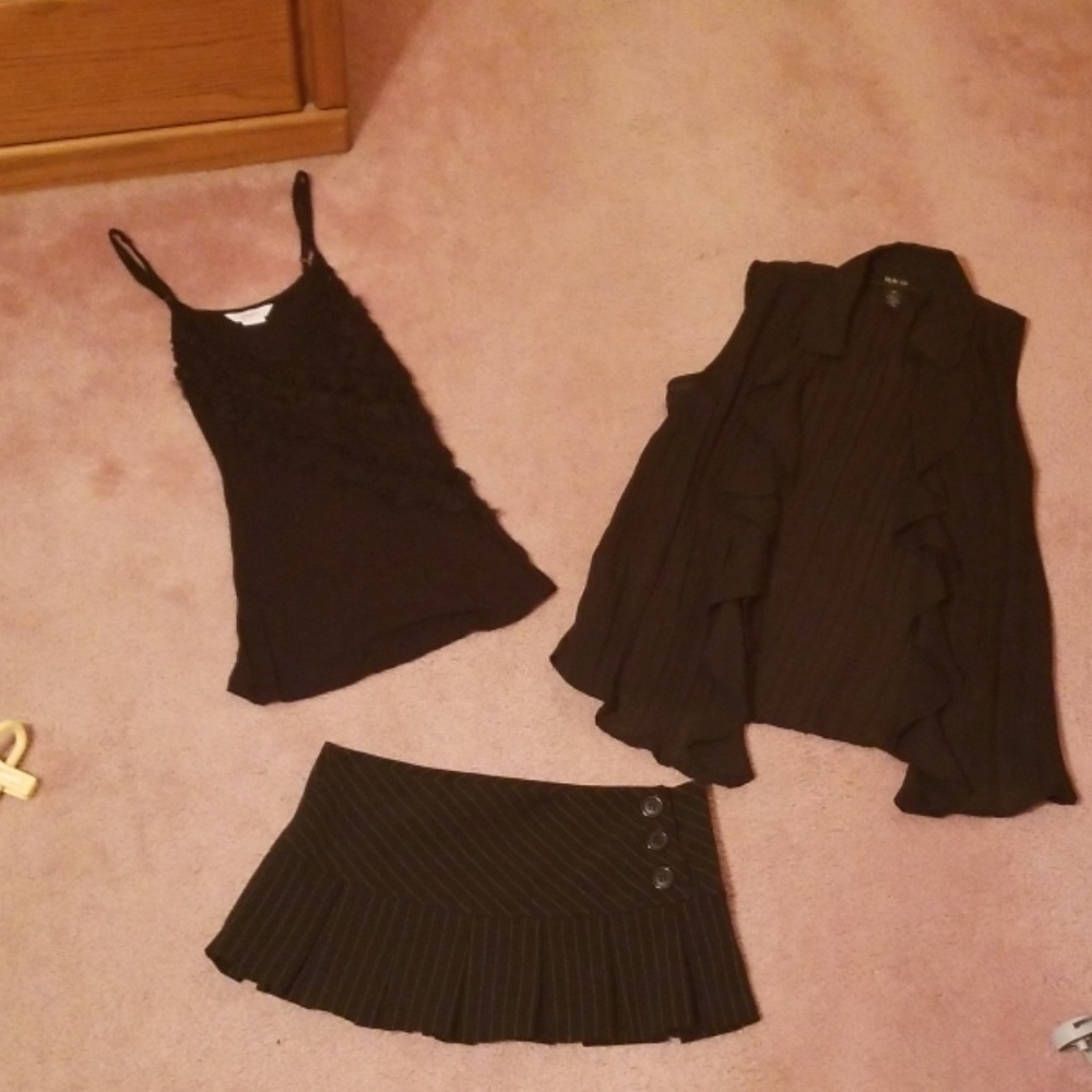 Tank top , short sleeve, and mini skirt striped